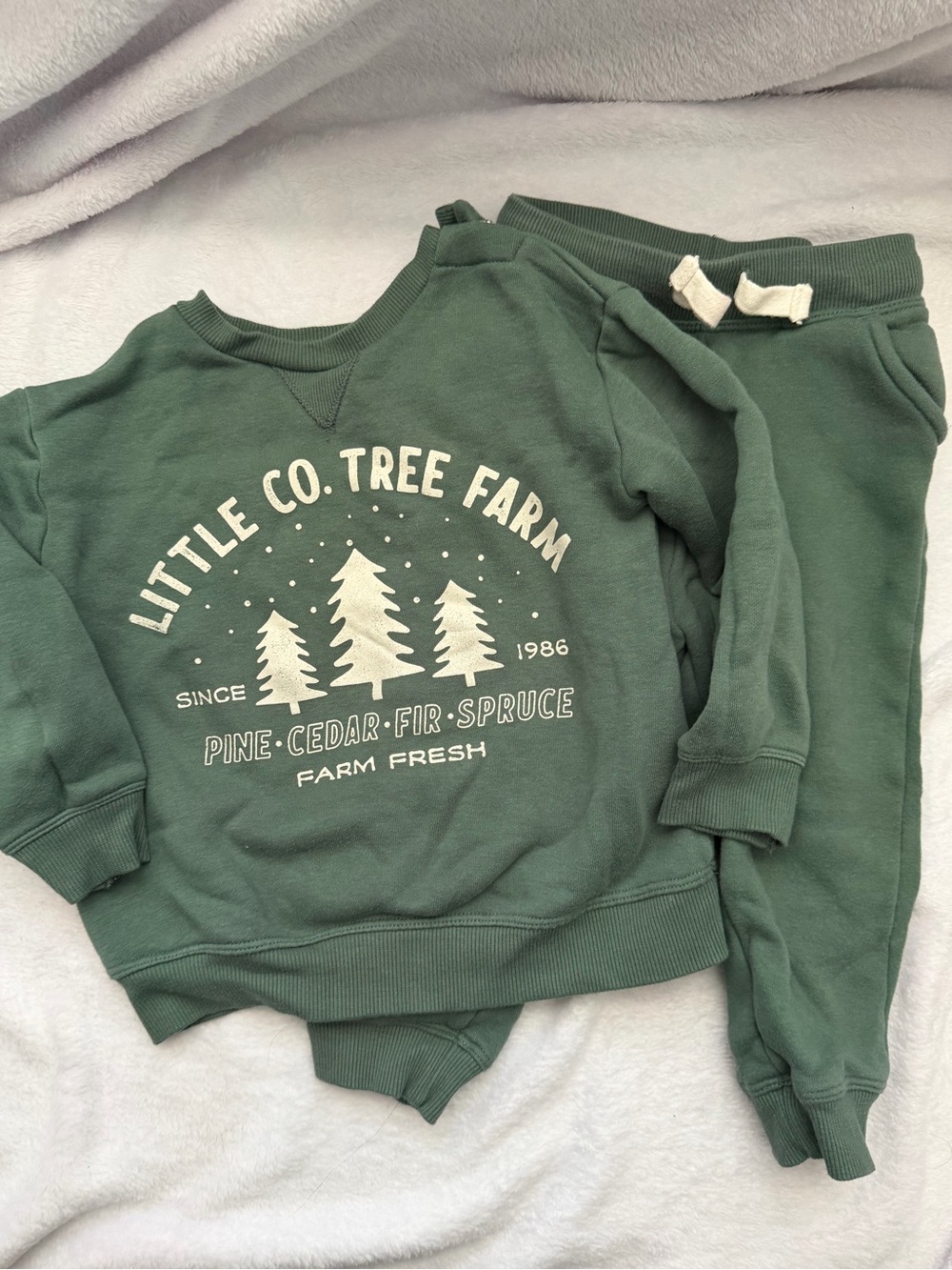Little Co. Green Holiday Tree Graphic Baby Sweatshirt